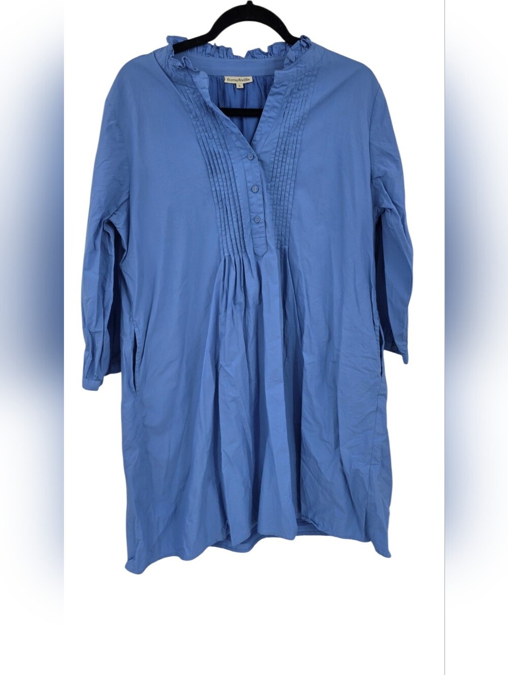 Fitzroy & Willa Linen Blue‎ Dress Large